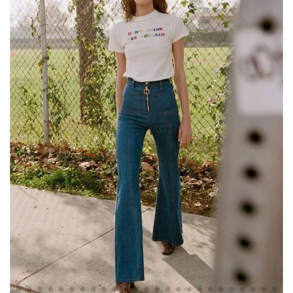 Stoned Immaculate Bardot High Waisted Bells in Filmore - Picture 3 of 13